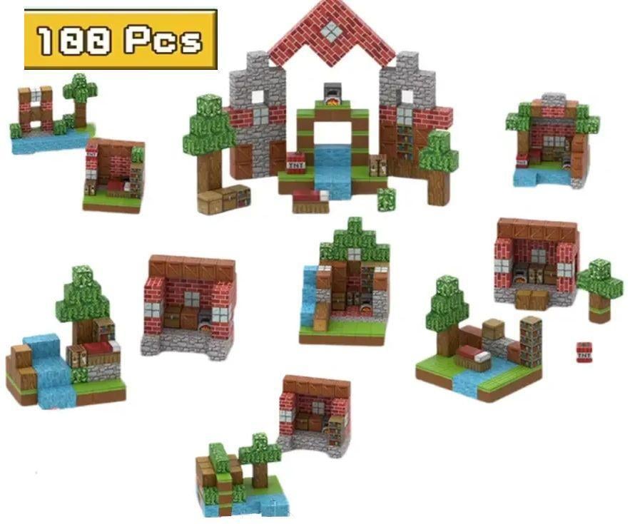 Конструктор магнітний My World minecraft цегляний будинок із річкою 100 блоків (551) - фото 5 Конструктор магнітний My World minecraft цегляний будинок із річкою 100 блоків (551) - фото 5