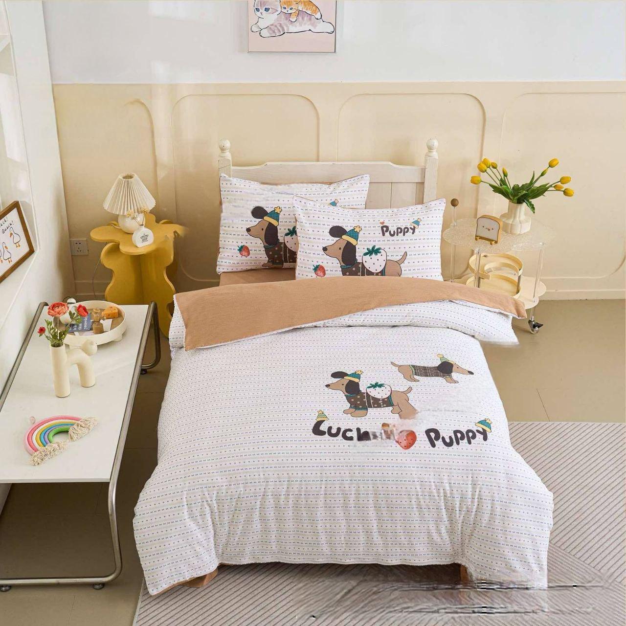 Комплект постільної білизни з мусліну Malloory Home Lucky Puppy підлітковий (2424)