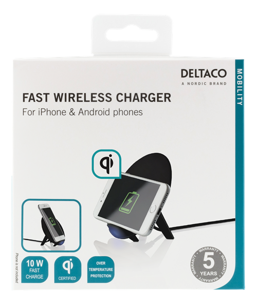 Зарядка беспроводная Deltaco Fast Wireless Charger 10W Black - фото 2