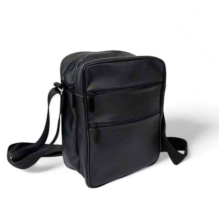 Мужская стильная сумка-мессенджер из натуральной кожи через плечо Black (24430097)
