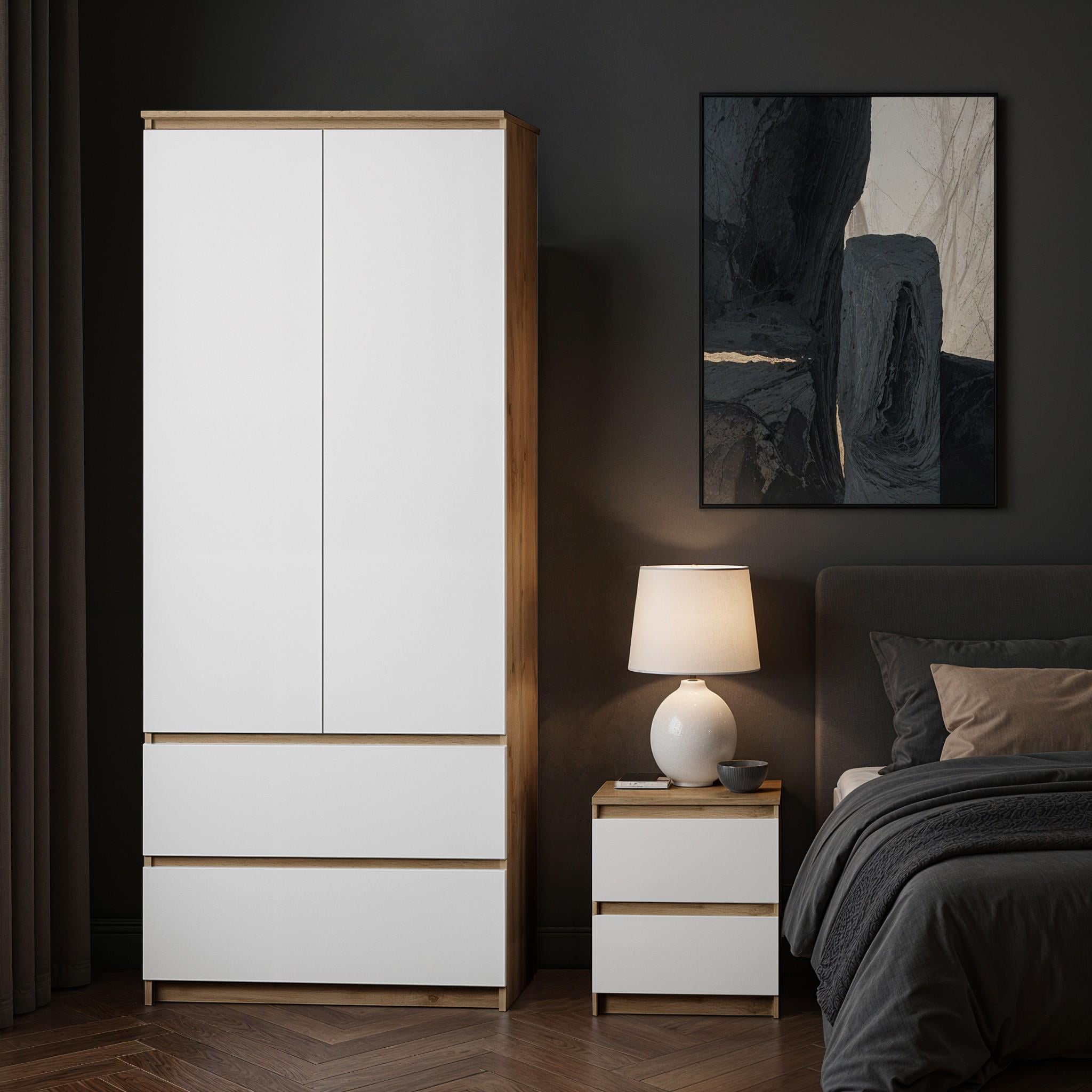 Шафа для одягу з вішаком Kvatro 800х470х1990 мм Дуб Аппалачі/Білий