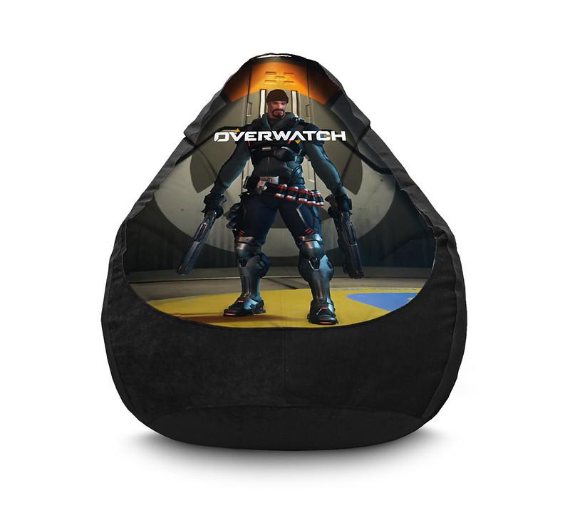 Крісло мішок iPuff Overwatch Baptiste Флок XXL 90х125 см Чорний