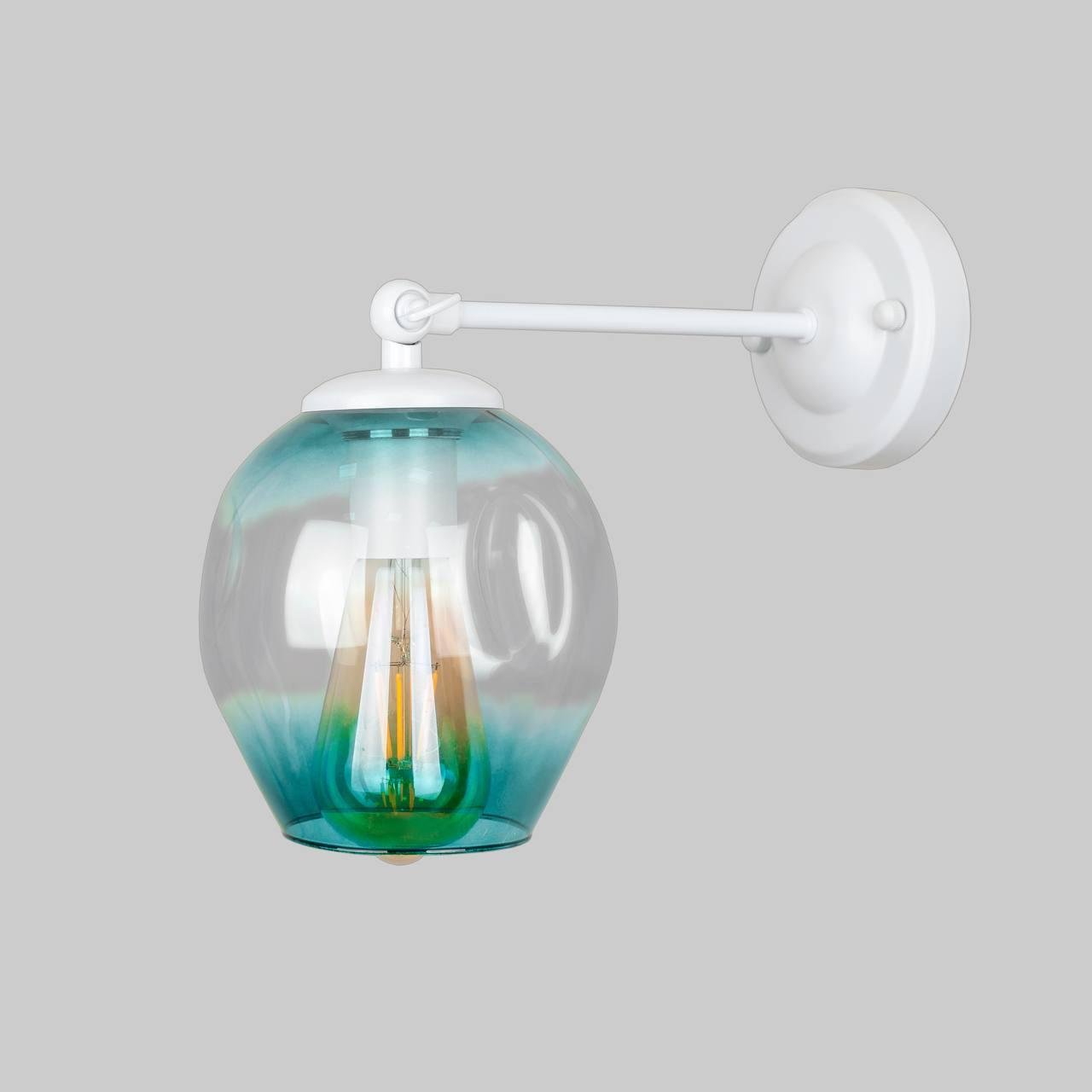 Бра скляне Молекула Білий/Прозорий/Блакитний (56-WPR0231F-1 WH+BL)