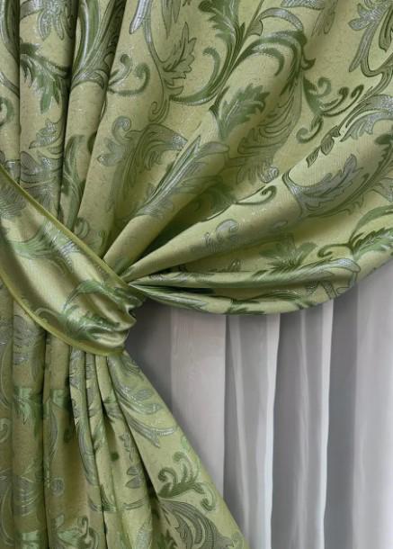 Тканина для штор жакард Завиток 1,45 м Оливковий (1649ш) - фото 3