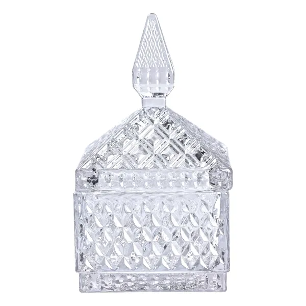 Конфетница с крышкой из хрустального стекла в восточном стиле Прозрачный (HP-YH-27) - фото 3