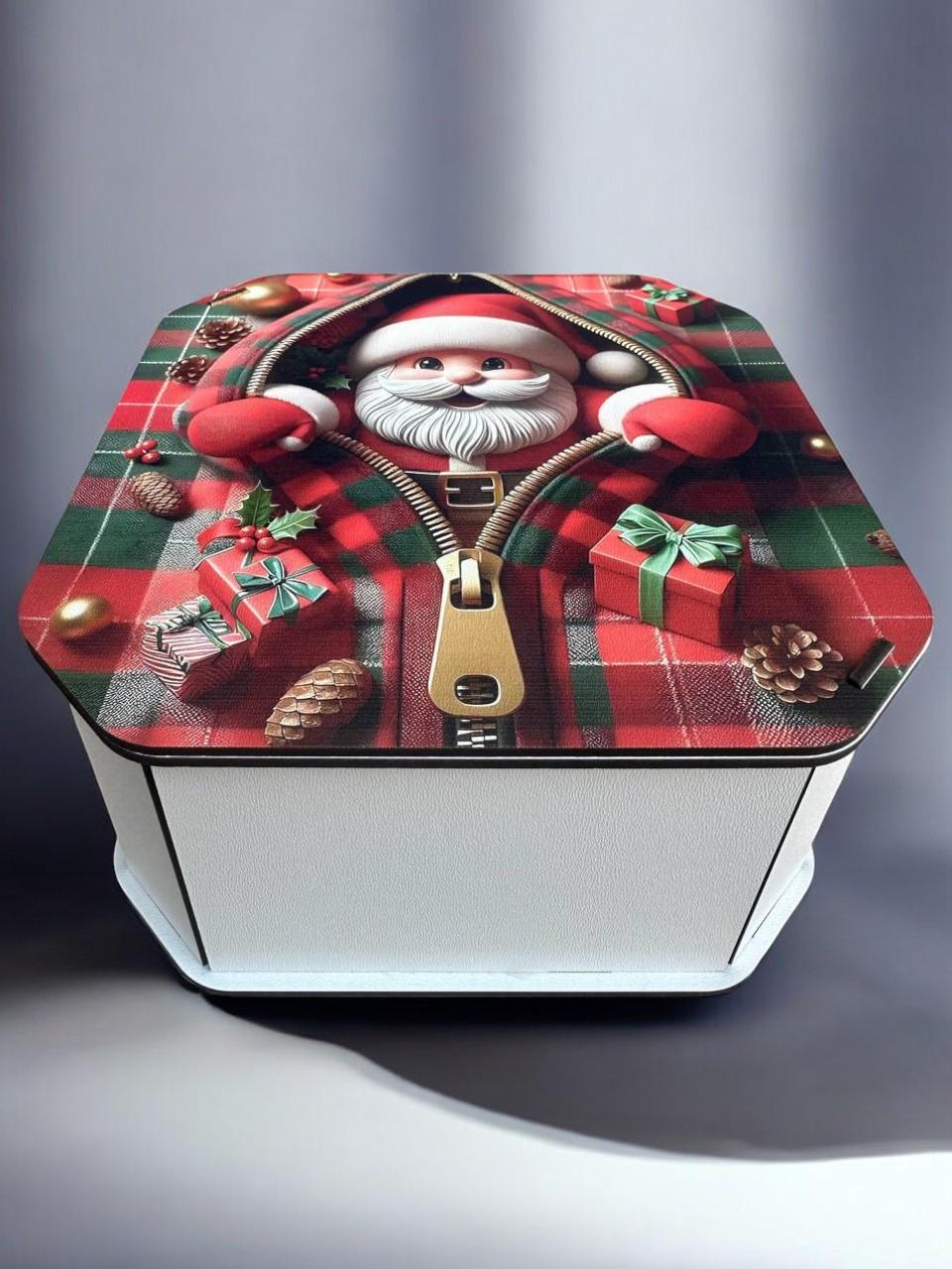 Подарункова коробка Новорічна №8 ХДФ 19x19x10 см (2414168292)