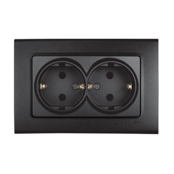 Розетка подвійна Viko Linnera Life з заземленням Чорна ніч (90404056)