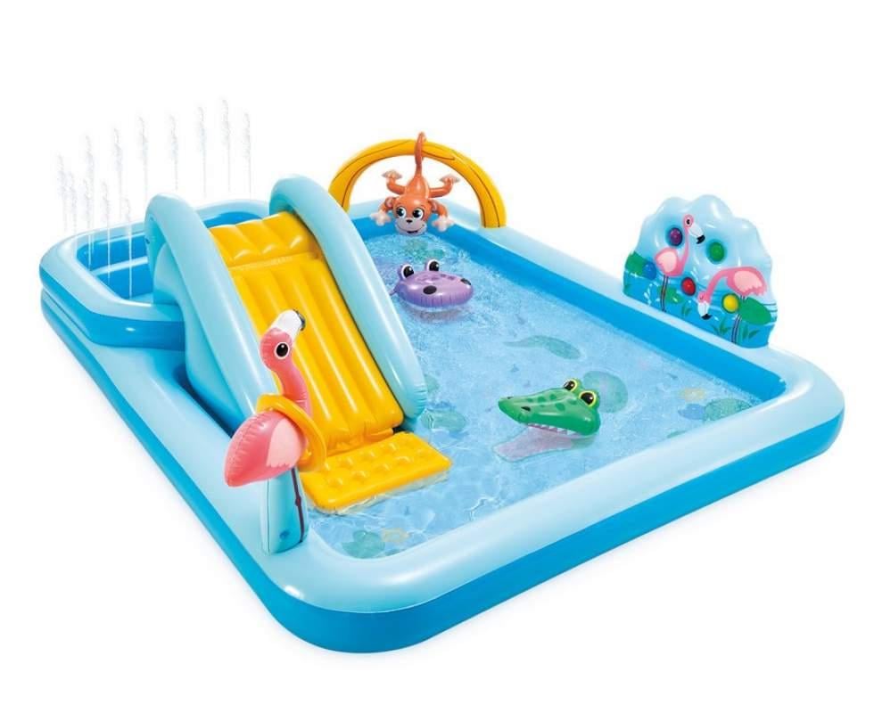 Надувний ігровий центр із гіркою Джунглі Intex 244х198 см