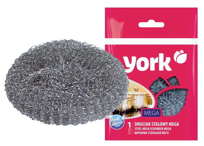 Губка для посуду York MEGA стальна 40 г
