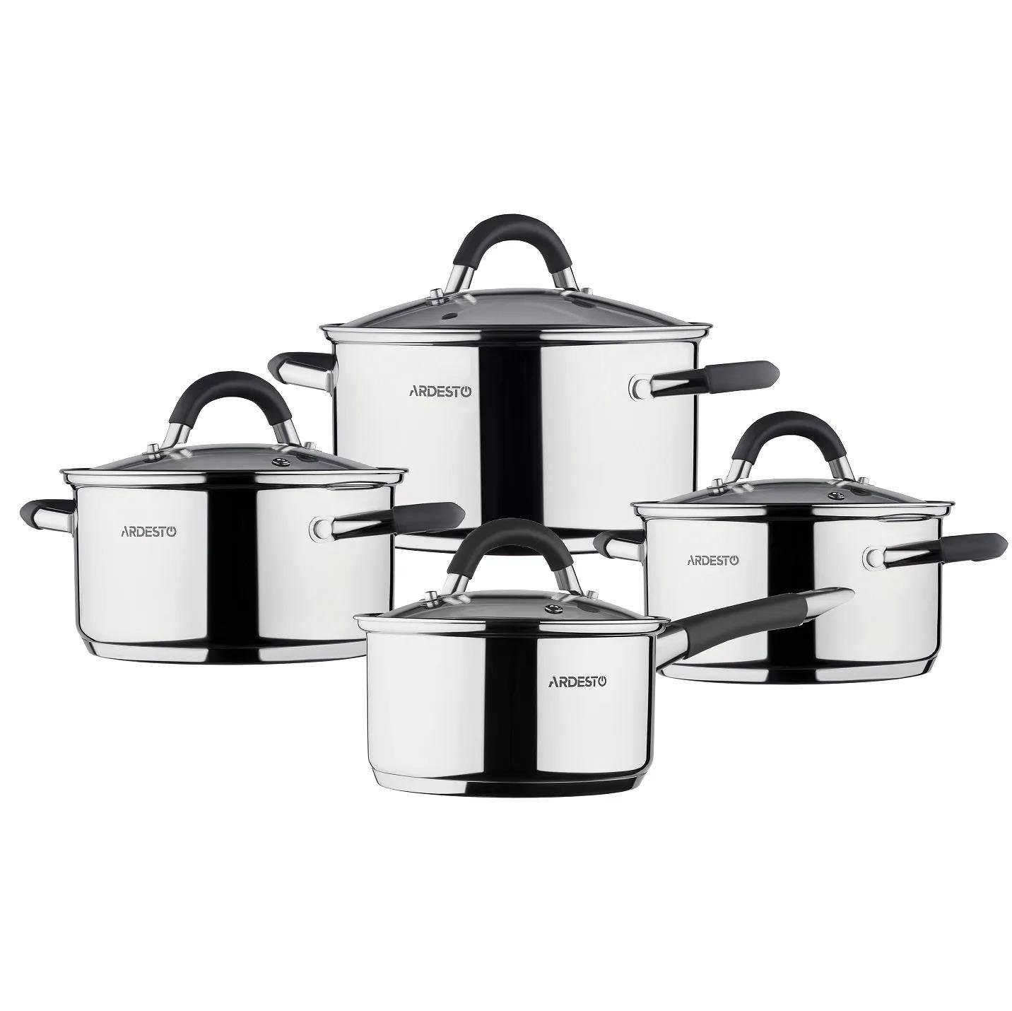 Набор посуды из нержавеющей стали Ardesto Gemini Salerno 8 шт. Серебристый (AR1908SC)