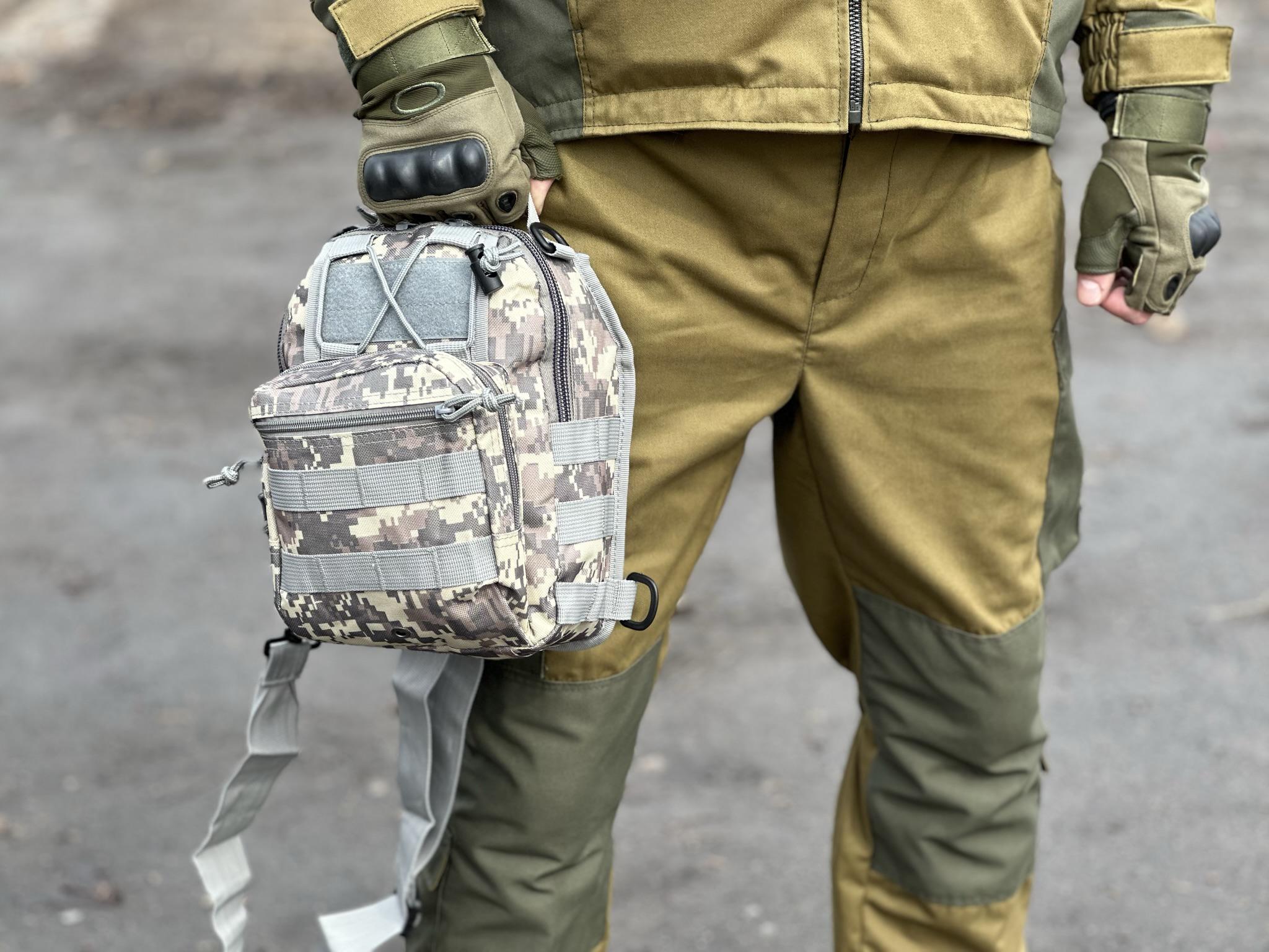 Сумка-слінг однолямкова Tactic із системою molle 7 л Pixel (095-pixel) - фото 7