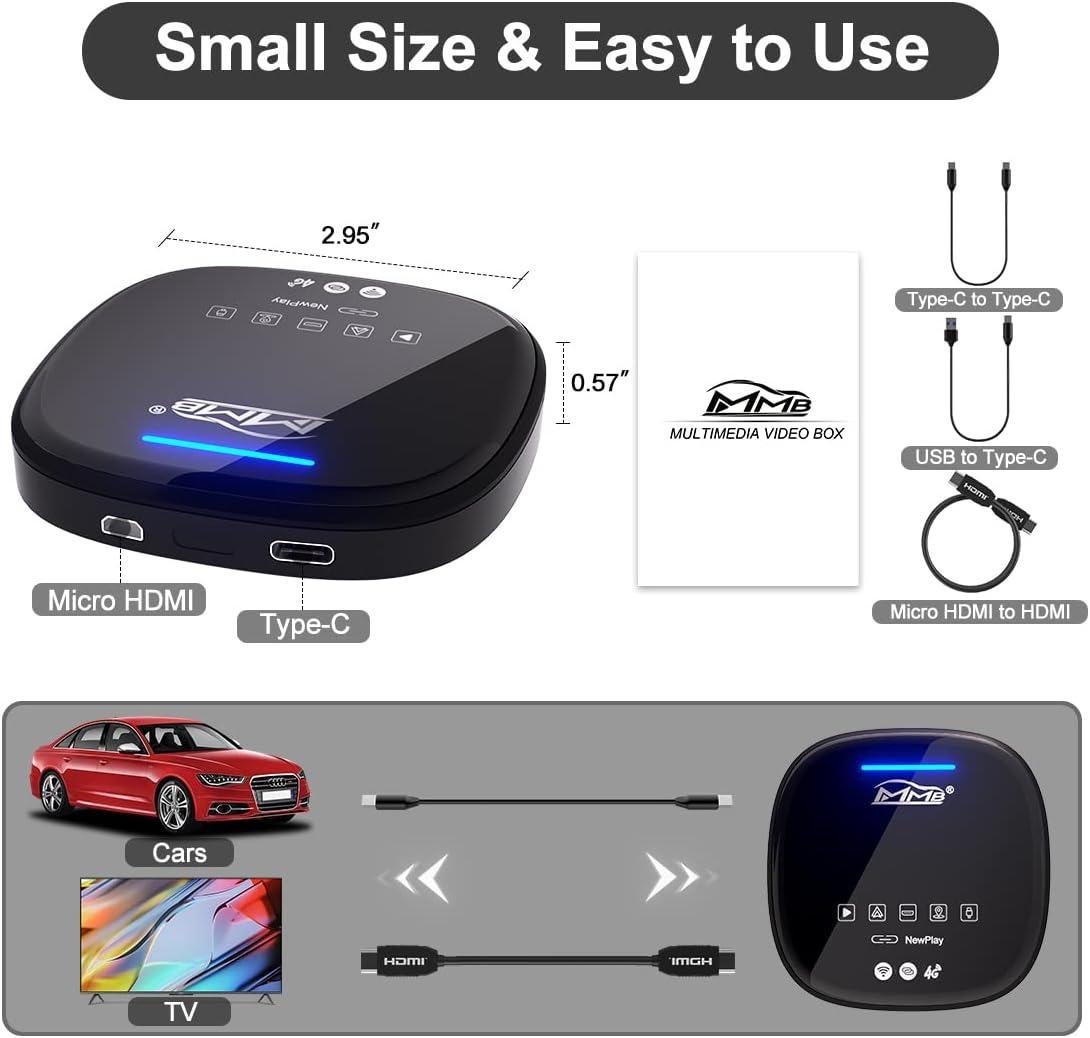 Видеобокс мультимедийный MMB MAX 2.0 с беспроводным адаптером CarPlay выход HDMI - фото 2