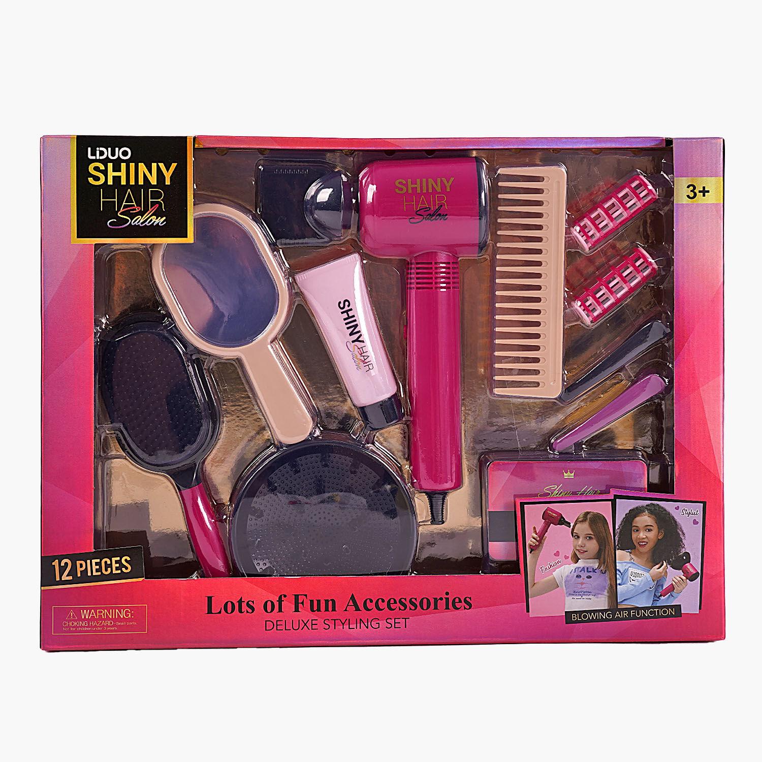 Игровой набор парикмахера 12 аксессуаров/фен/щетка Pink/Black (158140)