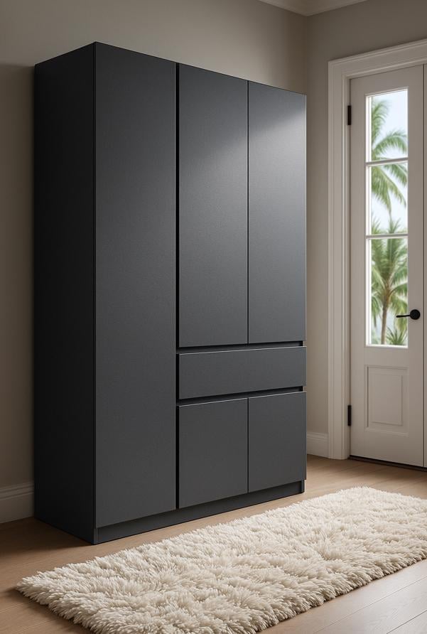 Шкаф современный Мастер Форм Брайт левосторонний 1221х520х2000 мм Антрацит (20446)