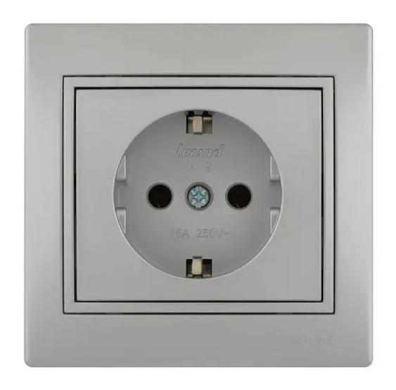 Розетка одинарна MIRA із заземленням метал Сірий (26251879)