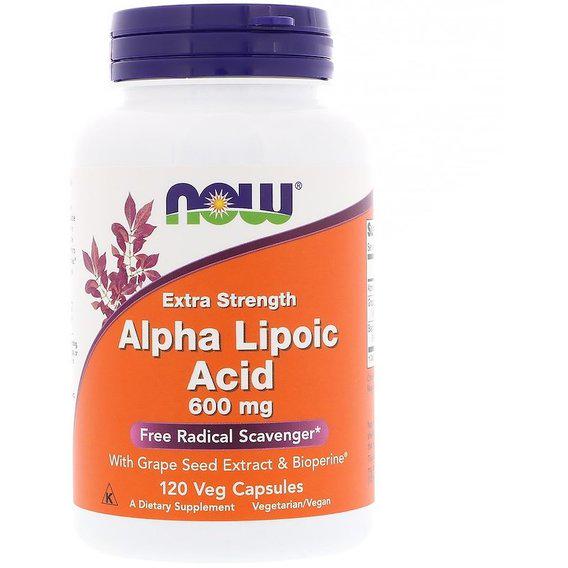 Альфа-ліпоєва кислота NOW Foods Alpha Lipoic Acid Extra Strength 600 мг 120 Veg Caps