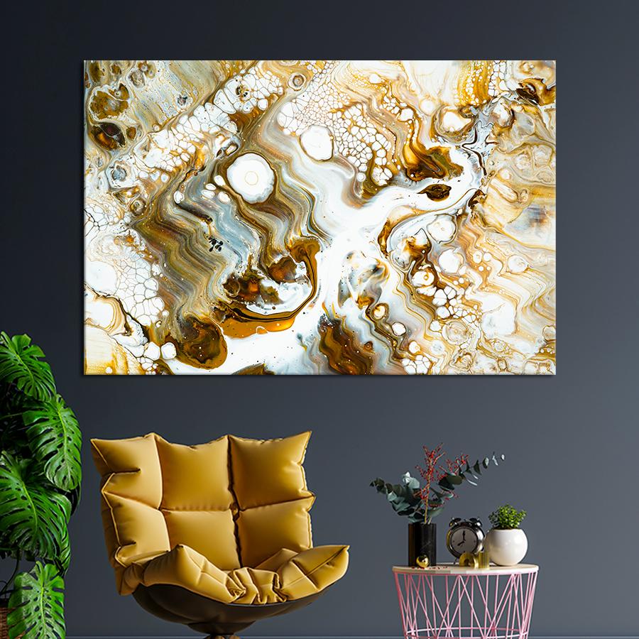 Картина абстракция Жидкое золото 51x34 см (A912-1)