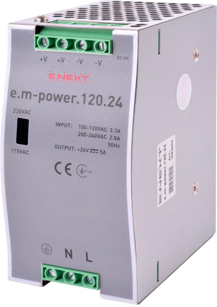 Блок живлення DIN-рейку E.NEXT e.m-power.120.24 DC24В 120 Вт (i083006)