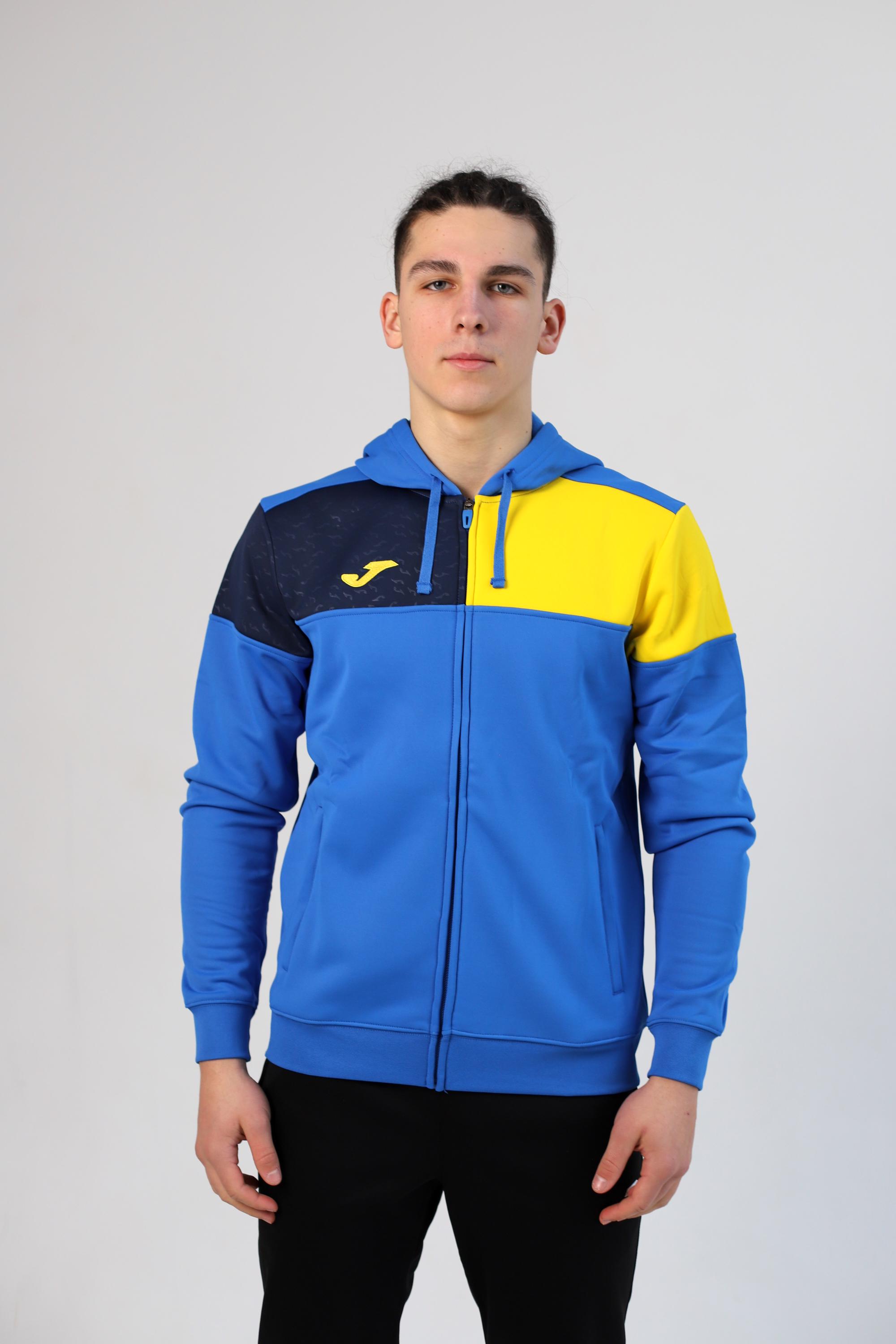 Олімпійка Joma 103087.709 Crew V Zip-Up Hoodie M Royal Yellow/Navy (8445757195005)