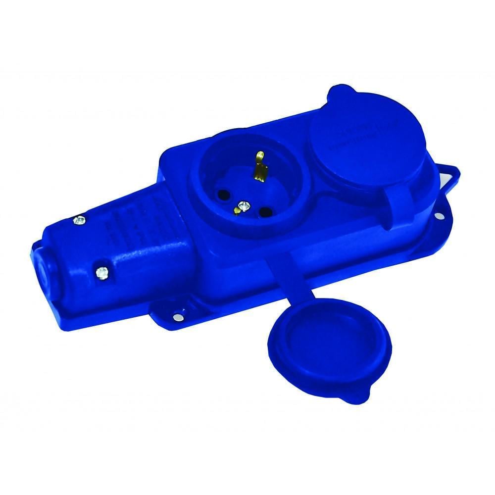 Колодка Mutlusan 2 гнезда с заземлением каучук IP44 16А Синий (28688751)