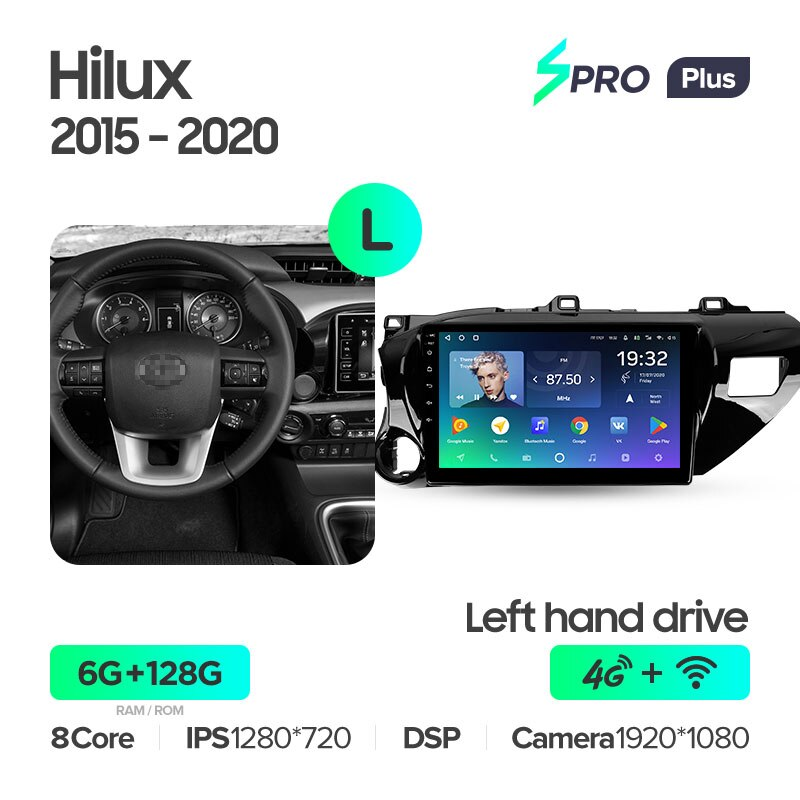 Автомагнітола штатна Teyes SPRO Plus для Toyota Hilux Pick Up AN120 2015-2020 Android SPRO PLUS 6+128G Wi-Fi/4G (1652129767) - фото 2