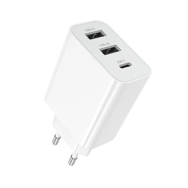 Зарядное устройство сетевое Borofone BA105A Stellar 3 порта USB-A/USB-C White (6941991125270)