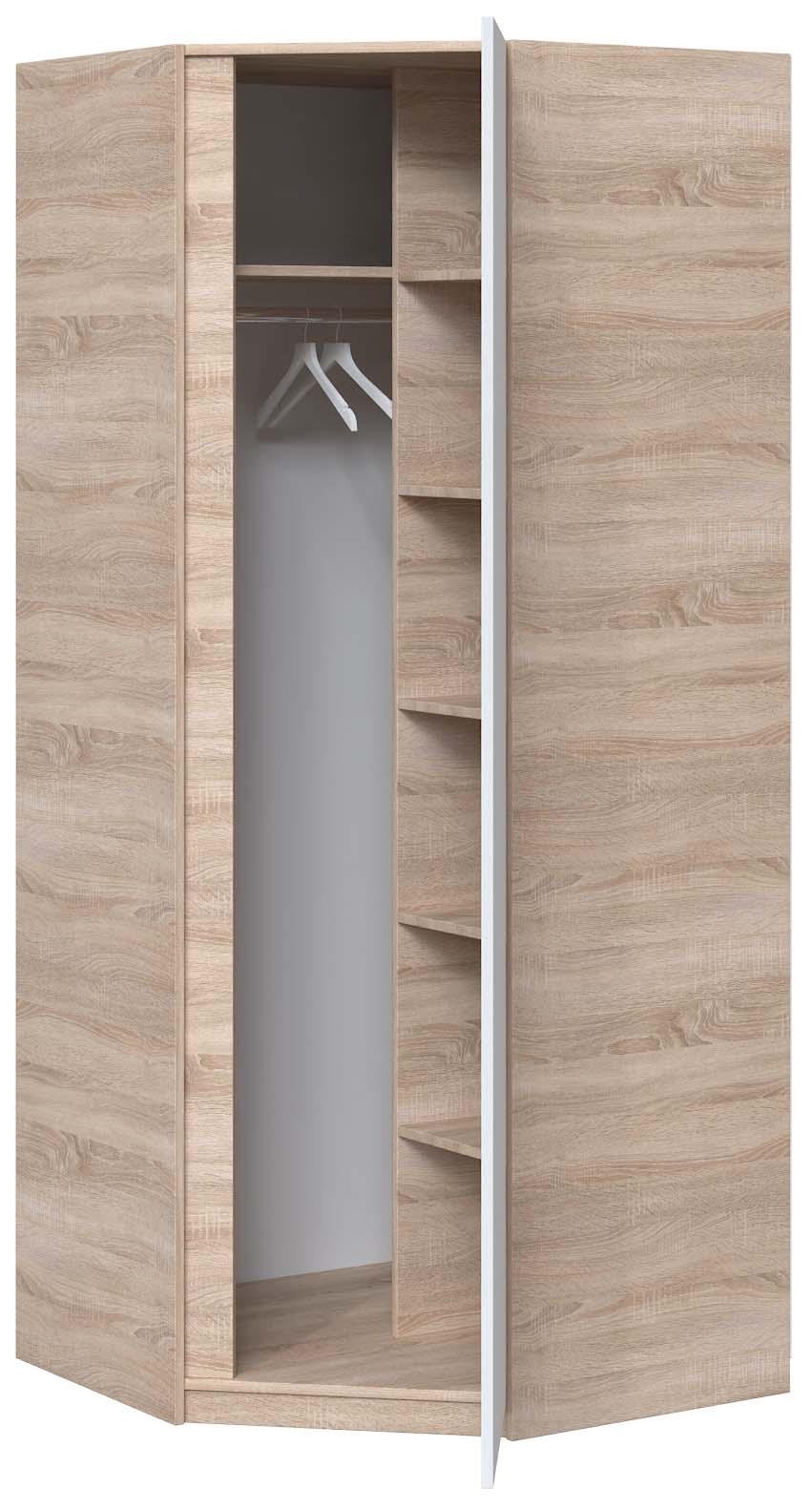 Шафа кутова з дзеркалом Майстер Форм Брайт 850х520х2000 мм Дуб сонома/Білий (32178) - фото 2 Шафа кутова з дзеркалом Майстер Форм Брайт 850х520х2000 мм Дуб сонома/Білий (32178) - фото 2