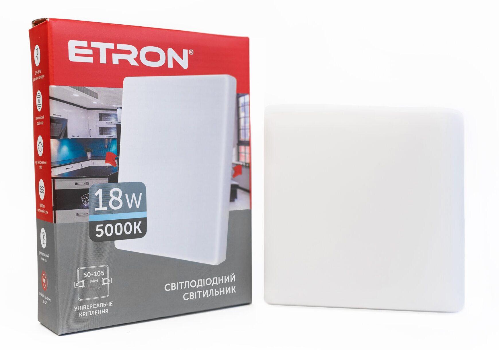 Светодиодный светильник ETRON Decor 1-EDP-661 18 Вт 5000 К ІР20 квадрат (18423)