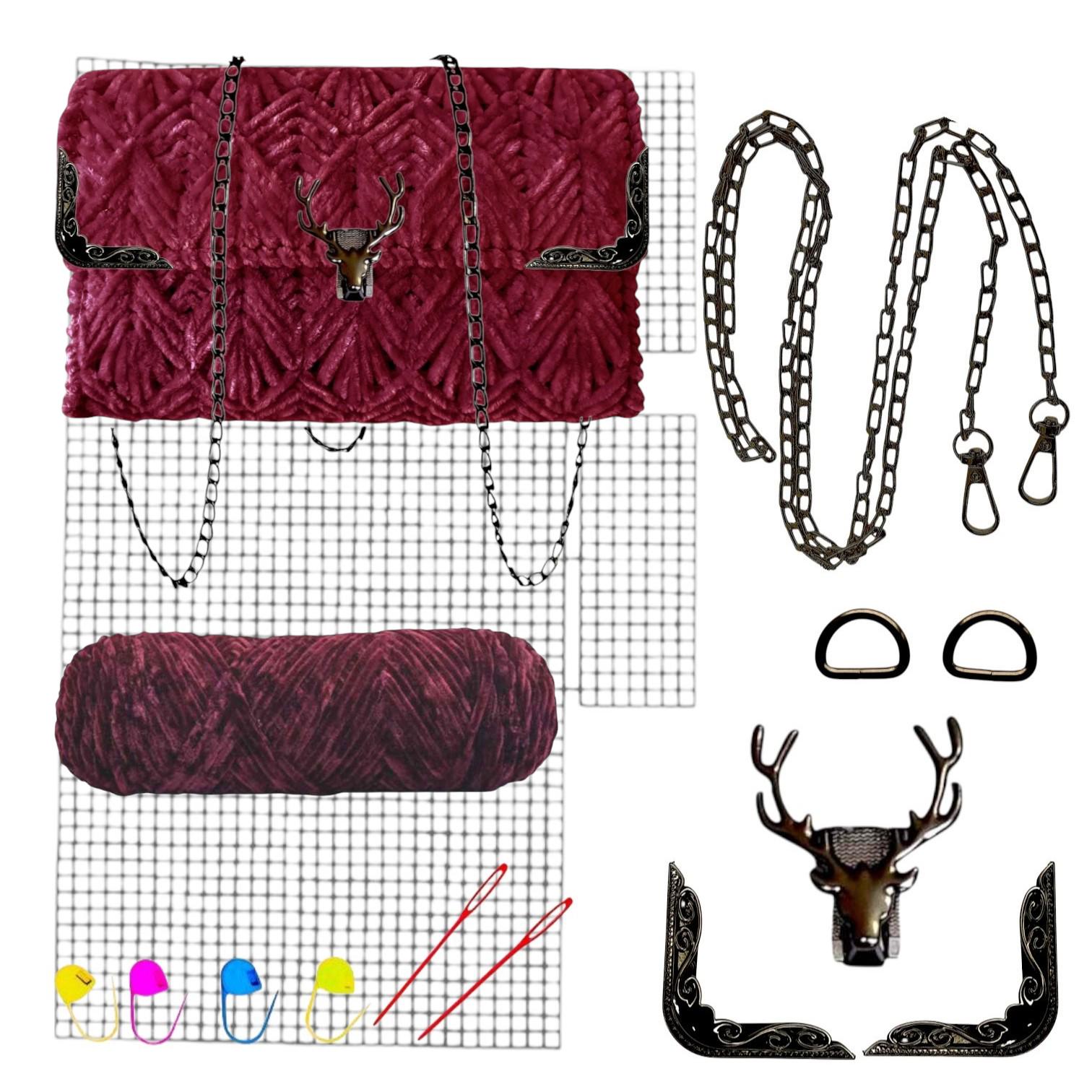 Набор для создания сумки из пластиковой канвы Черный олень №2 Бордовый (8093-19) - фото 2 Набор для создания сумки из пластиковой канвы Черный олень №2 Бордовый (8093-19) - фото 2