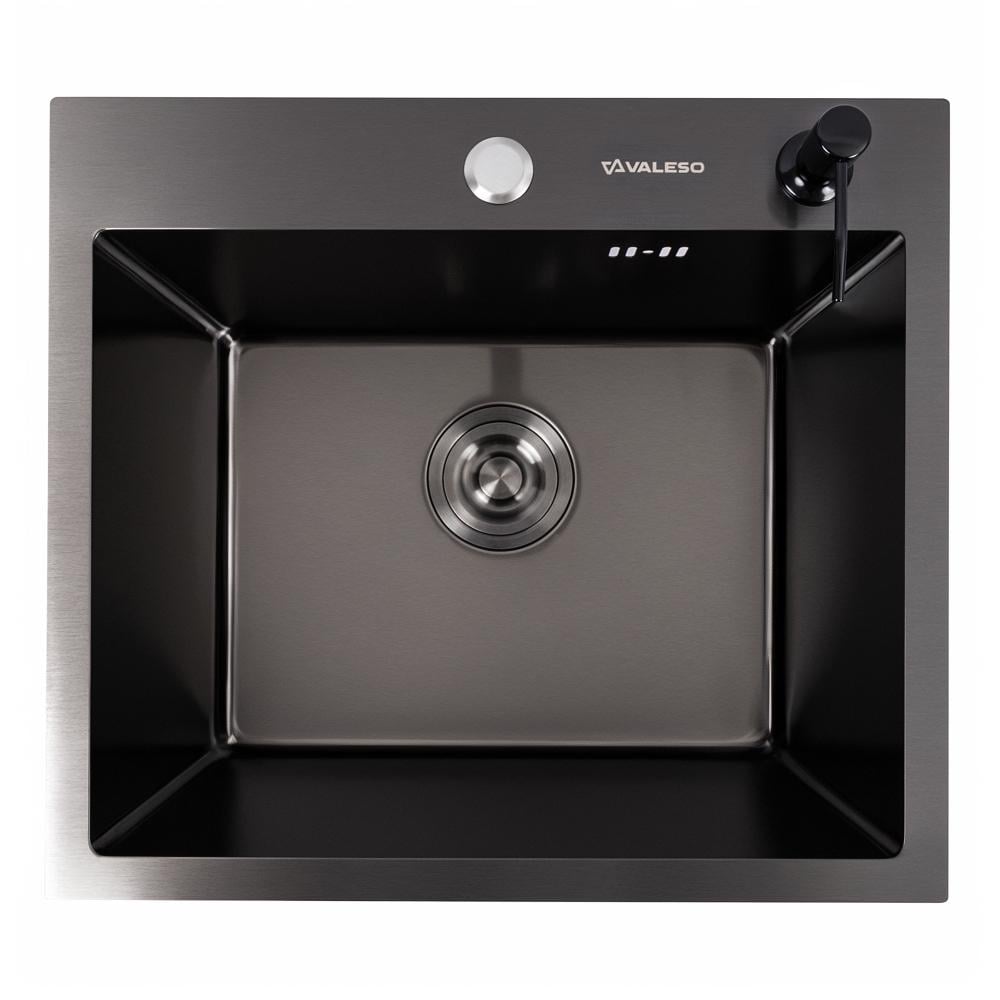 Мойка кухонная Valeso Handmade PVD сифон круглый 50х45 см 3,0/0,8 Черный