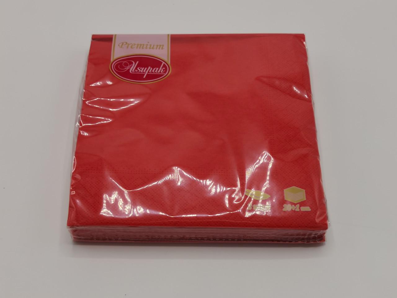 Серветки однотонні ТМ Alsupak 33х33 см 2 шари 20 шт. Червоний - фото 1 Серветки однотонні ТМ Alsupak 33х33 см 2 шари 20 шт. Червоний - фото 1