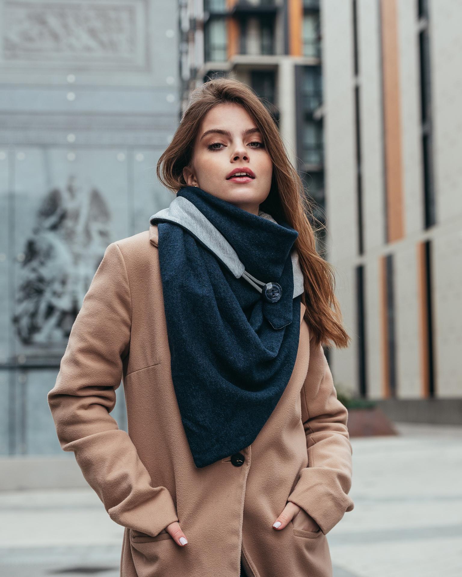 Шарф Эдинбург женский Темно-синий (shEd-007)