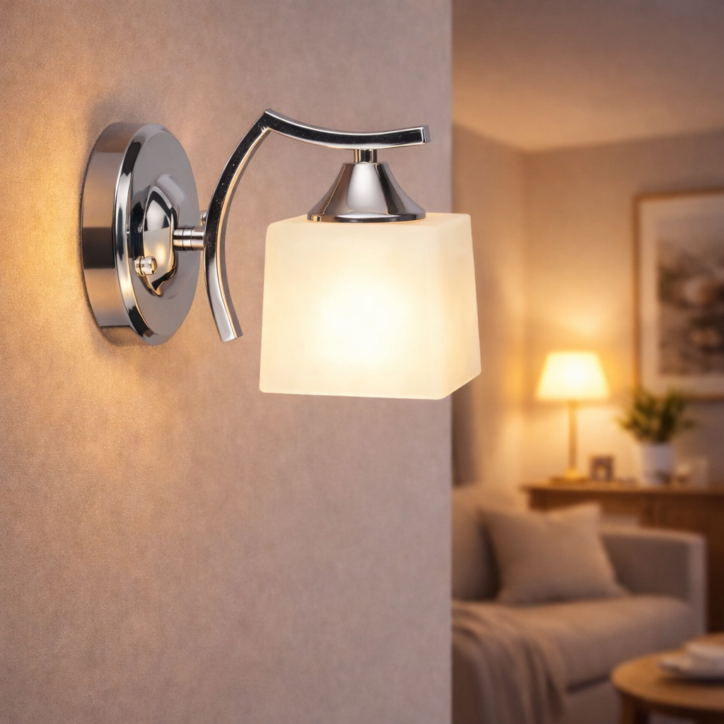 Бра Sirius с матовым плафоном из стекла под лампу Е27 Хром (B N0754/1W CH)