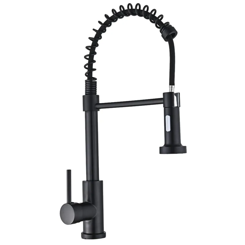 Змішувач для кухні MIXXUS Premium SPRING 017 з виливом пружина Black (MI6951)