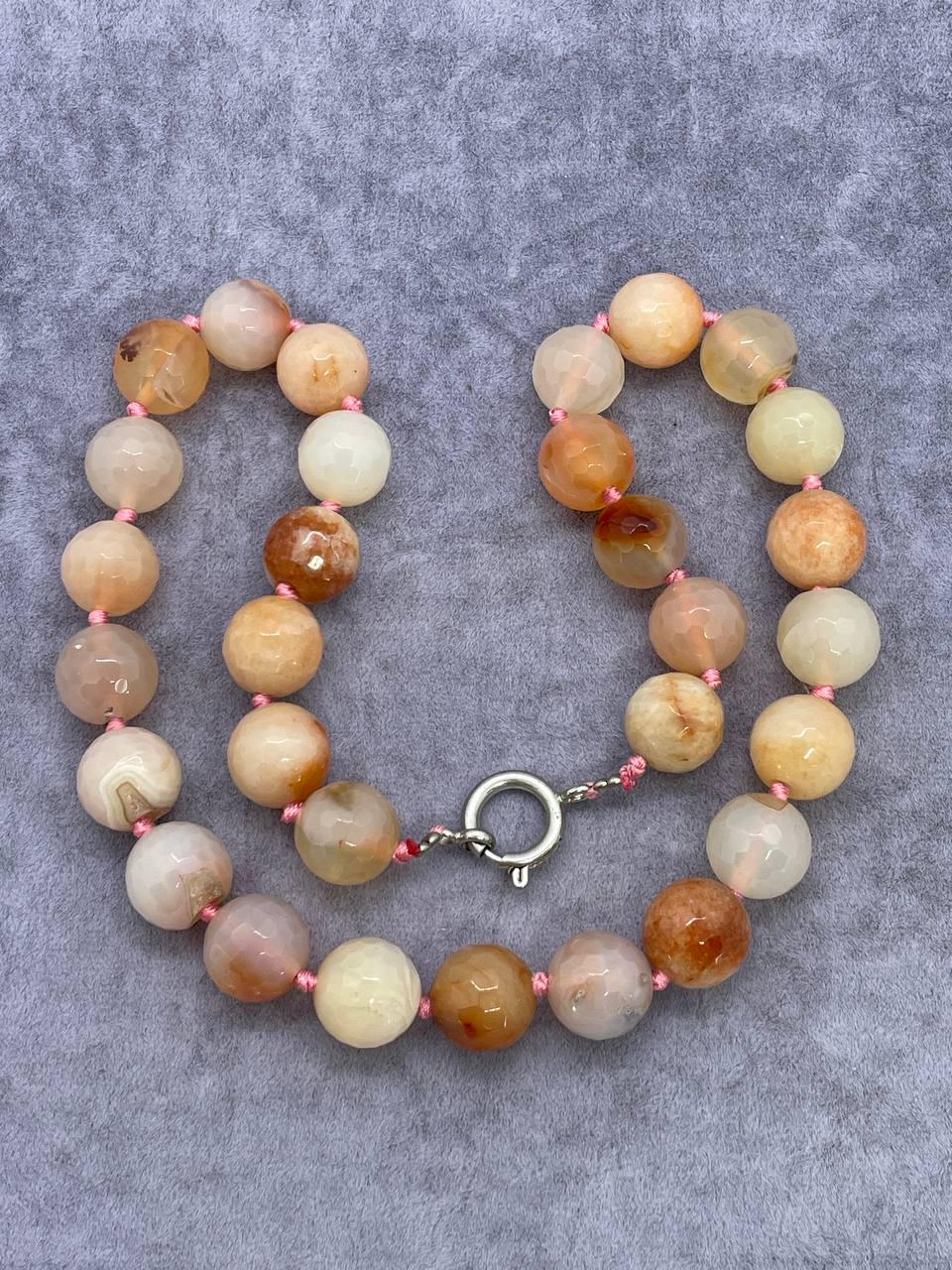 Бусы агат 14 мм 45 см Светло-коричневый (9842)