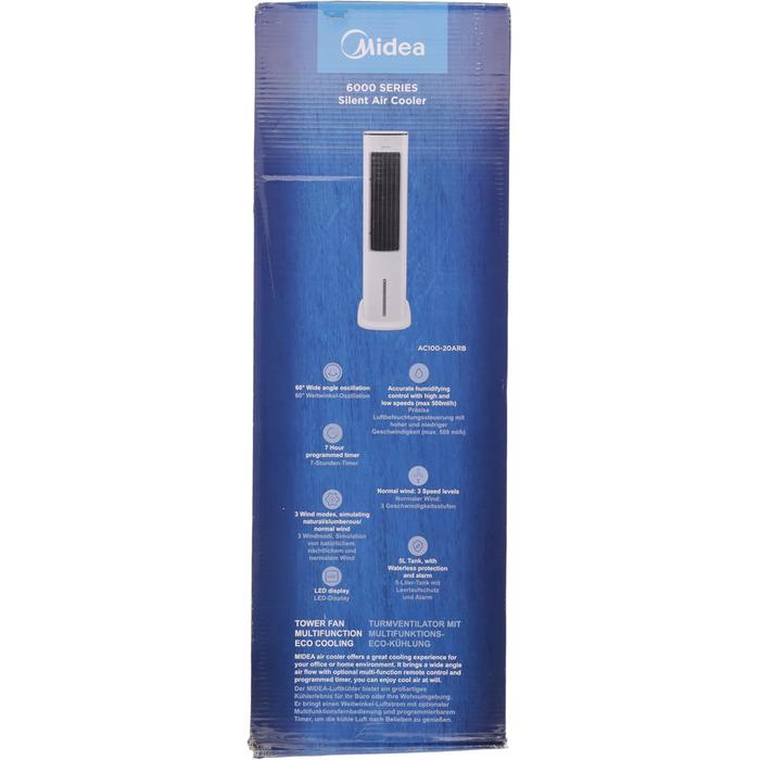 Мобильный кондиционер Midea с водяным охлаждением/ионизацией и увлажнением с пультом 55 Вт 5 л Белый (1844647) - фото 11 Мобильный кондиционер Midea с водяным охлаждением/ионизацией и увлажнением с пультом 55 Вт 5 л Белый (1844647) - фото 11