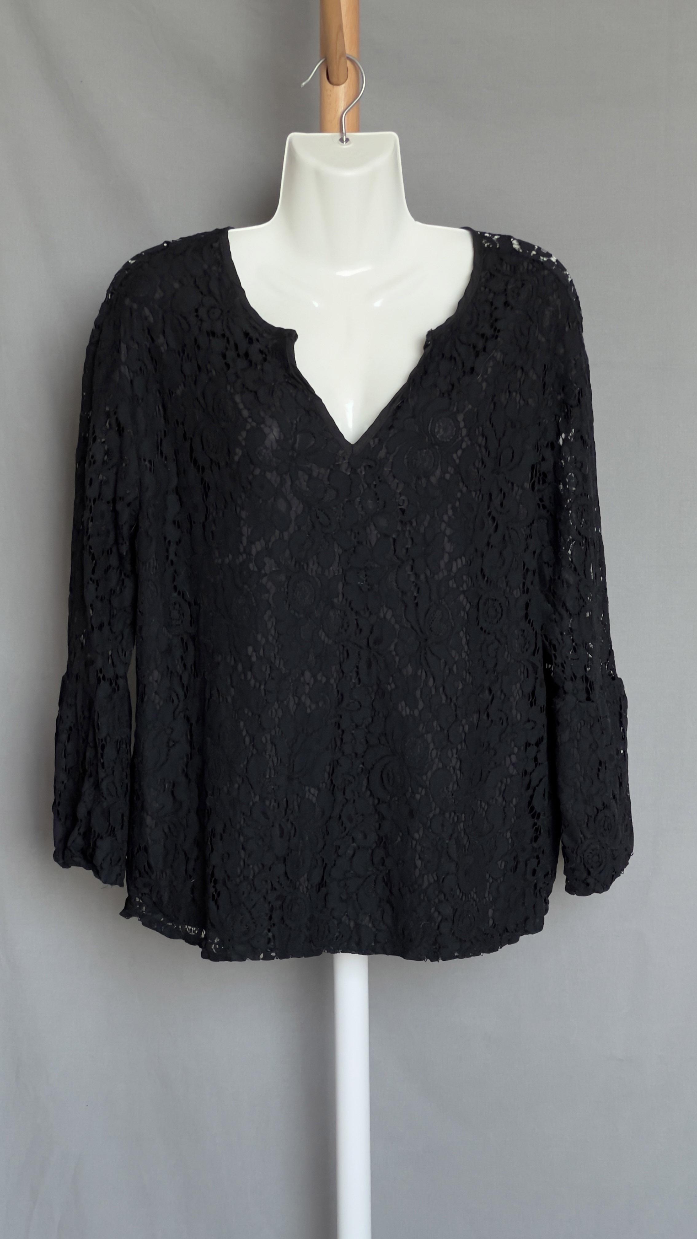 Блузка Shein Curve мереживна XL Чорний (1738250)