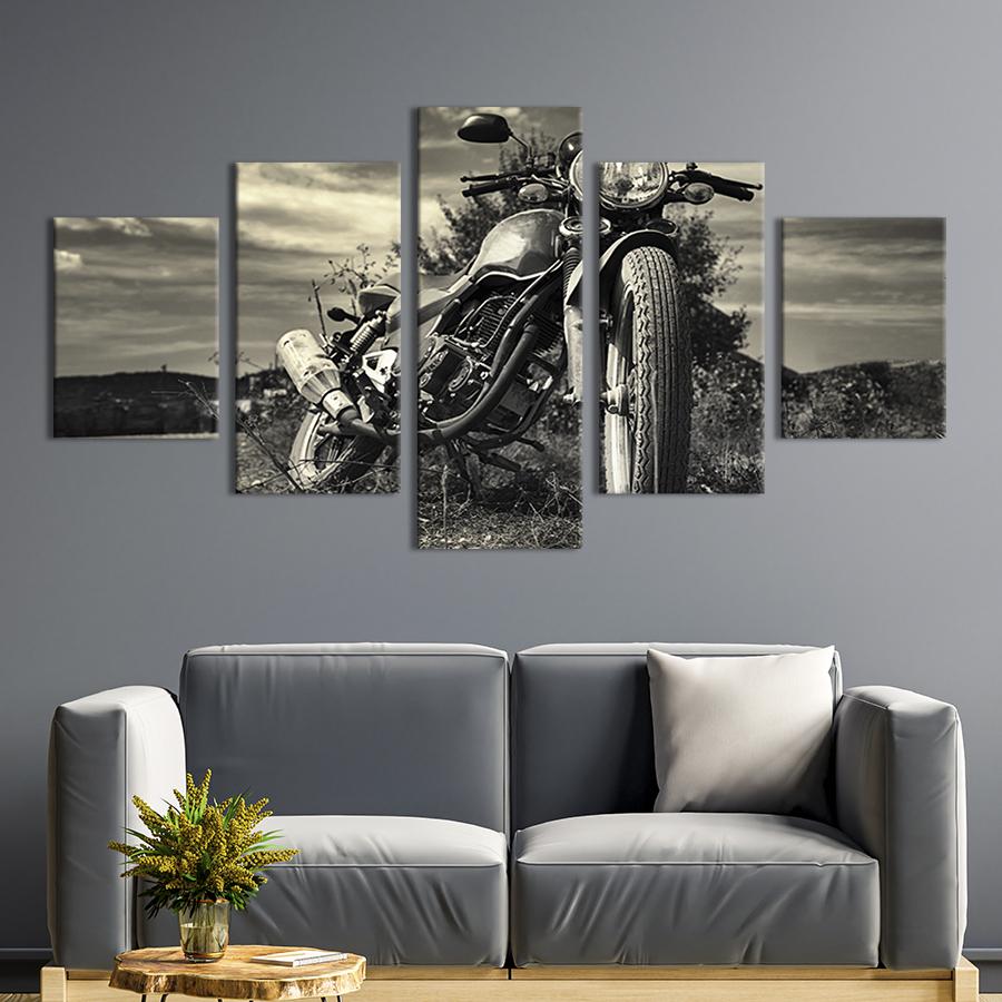 Модульная картина из 5 частей на холсте Культовый мотоцикл Harley Davidson 162x80 см (96-52)