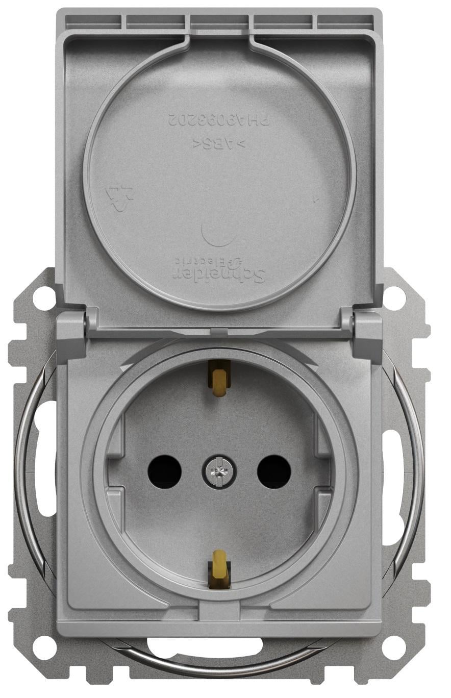 Розетка одинарная с заземлением Schneider Electric Sedna Design со шторками и крышкой Алюминиевый (00000023771) Розетка одинарная с заземлением Schneider Electric Sedna Design со шторками и крышкой Алюминиевый (00000023771)