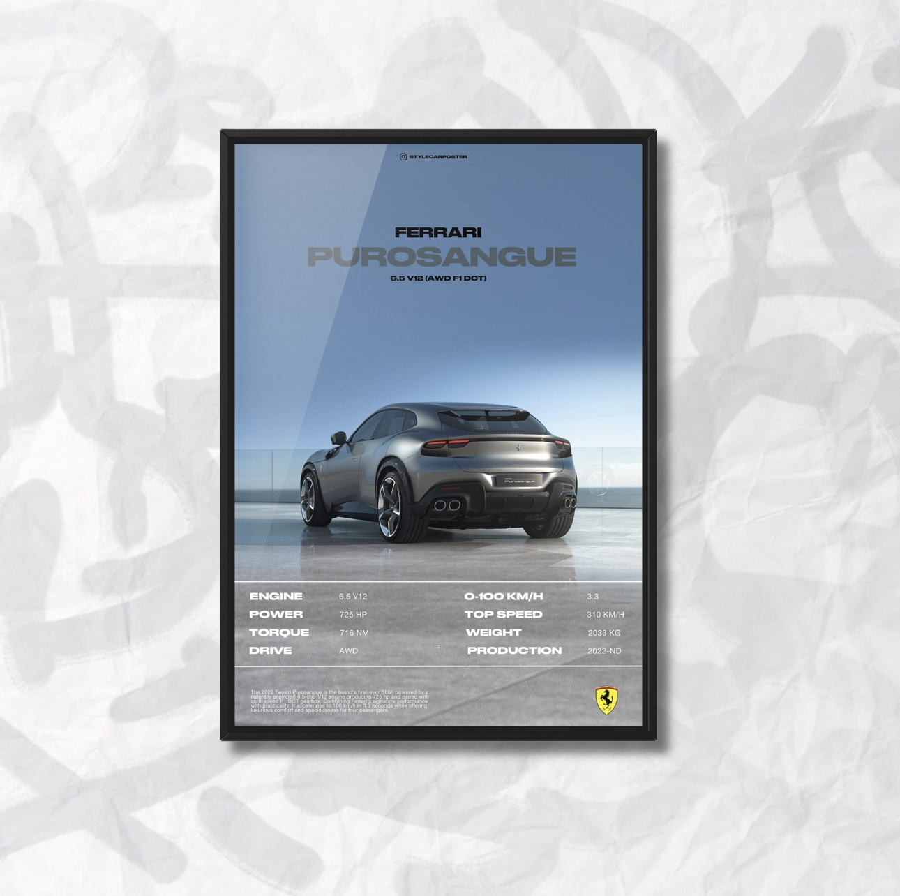 Картина с авто Ferrari Purosangue задняя часть дизайн Automotive Elegance А5 210х148 мм (FR0055)