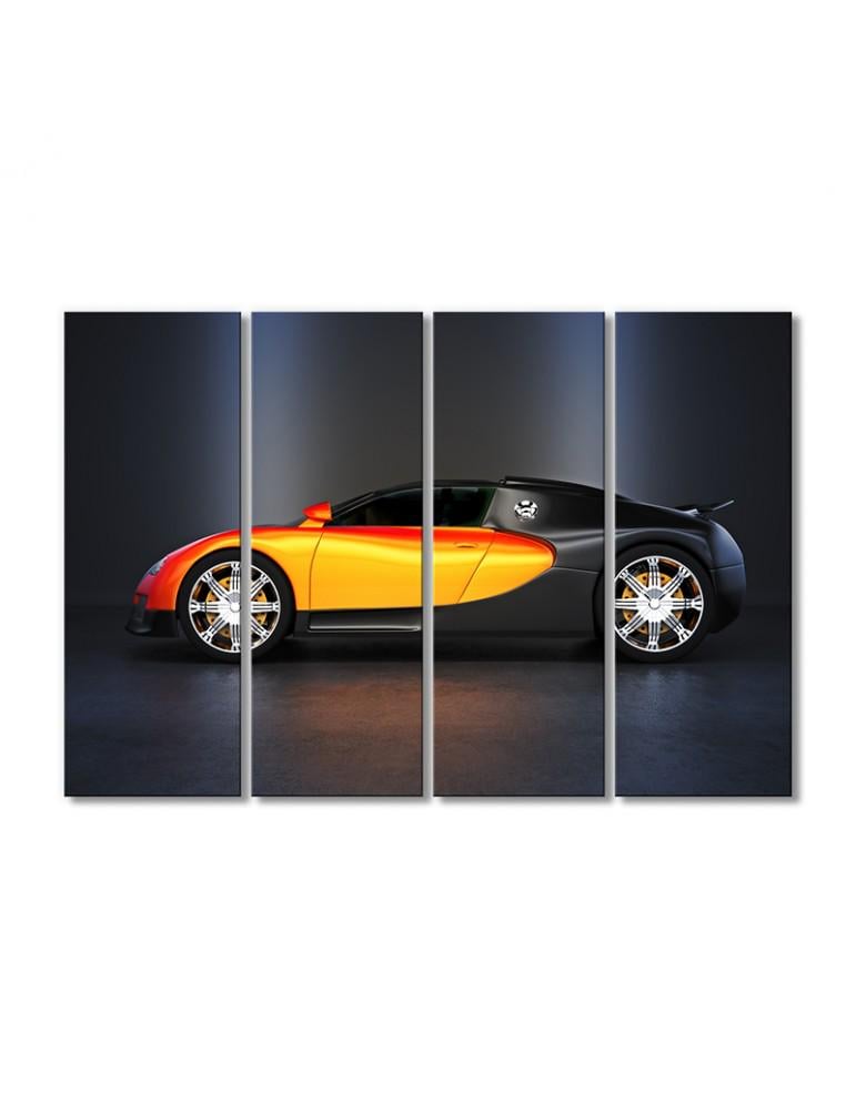 Картина модульная Супер авто желто-черная 4 модуля 70x105 см