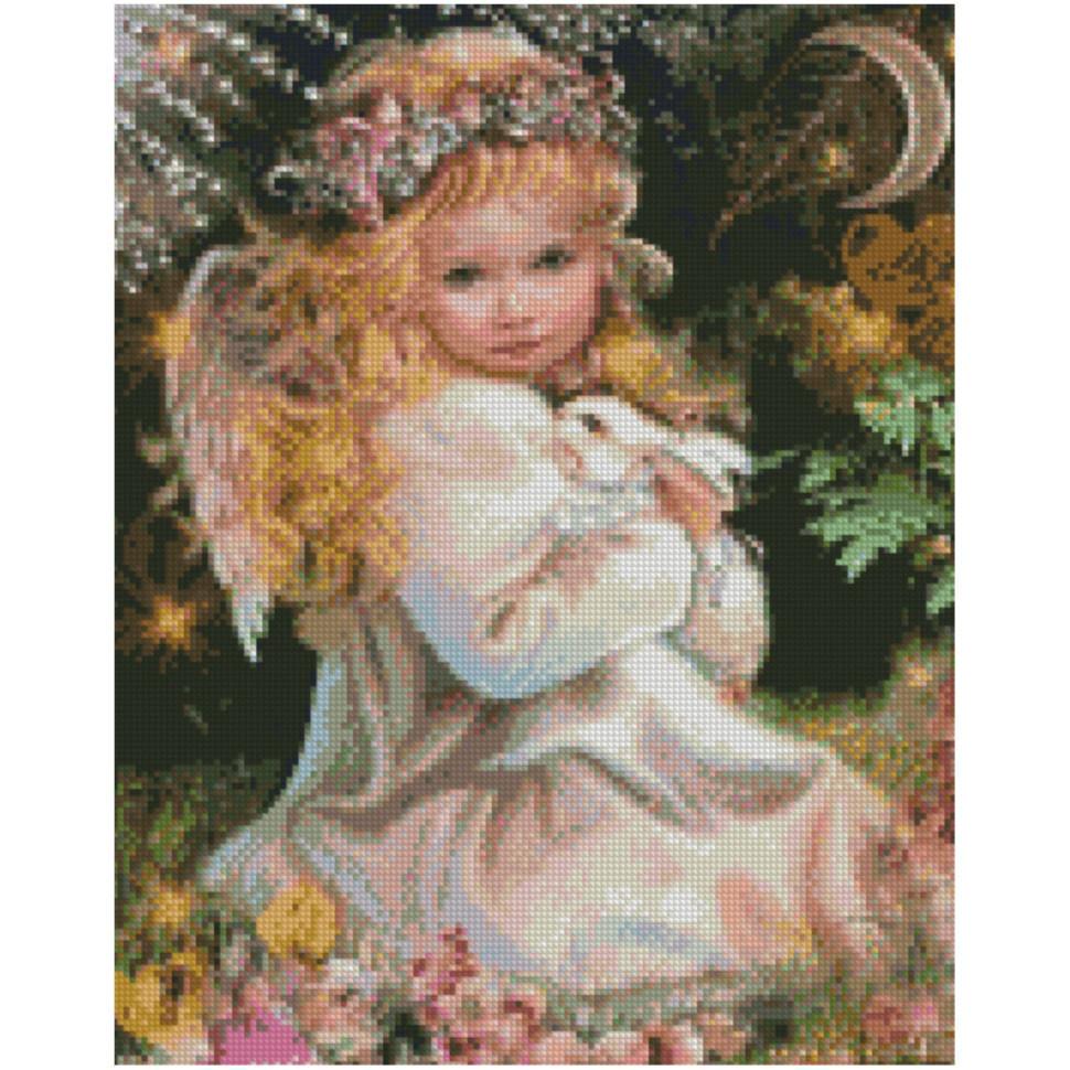 Алмазная мозаика Strateg Девочка с кроликом 40х50 см (FA0028)