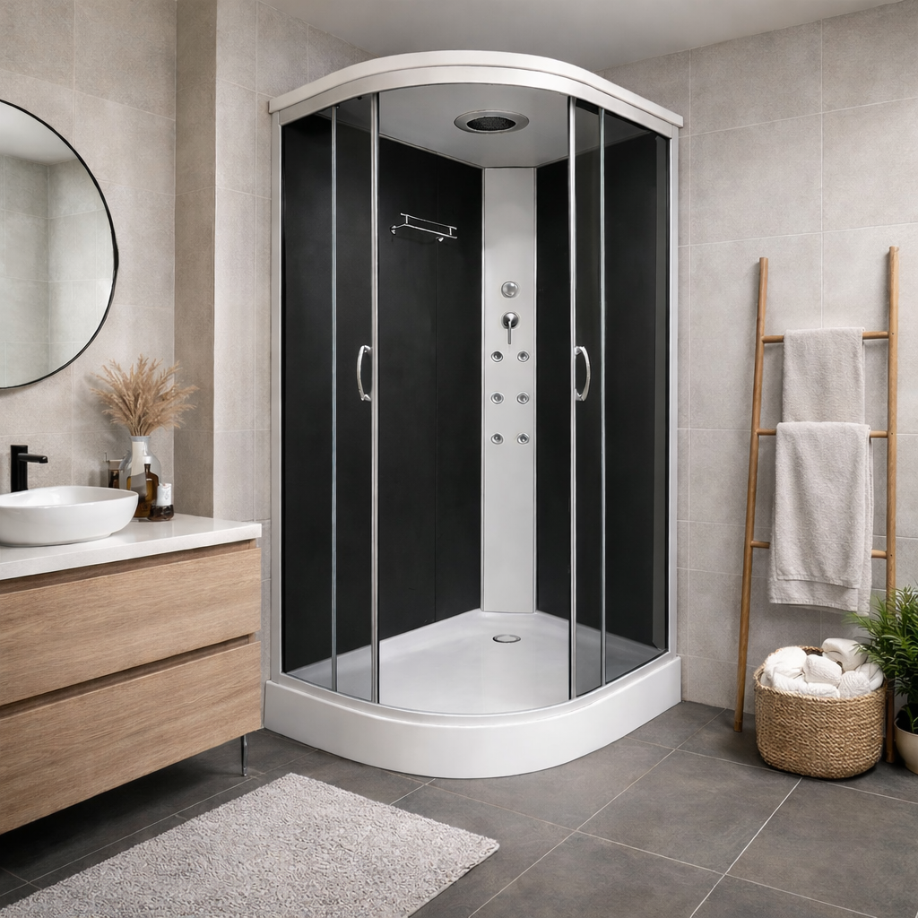 Душовий бокс з гідромасажем KO&PO 220 G R на низькому піддоні правобічний тоноване скло 120х80х215 см (C15588)