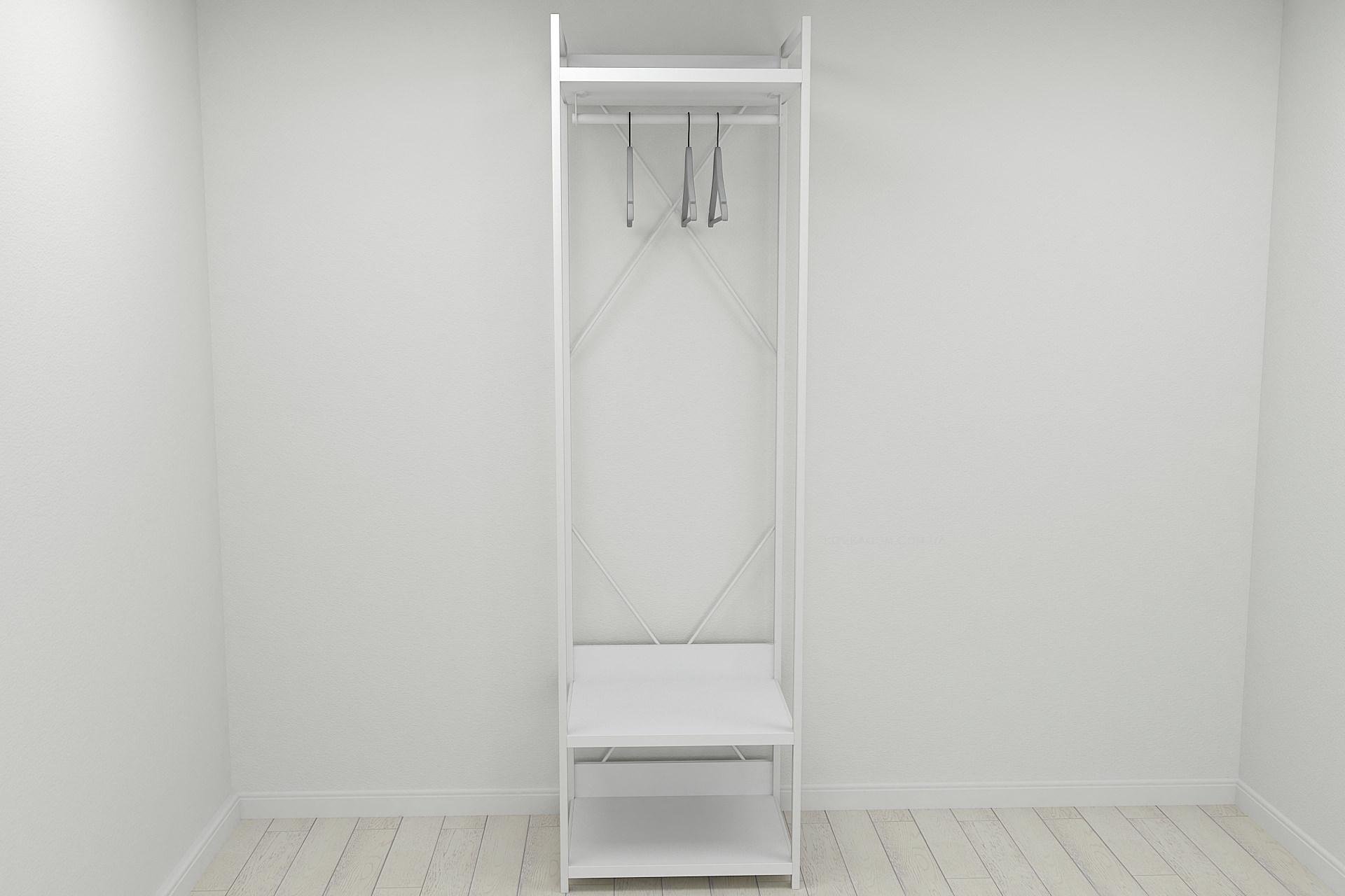 Шкаф гардероб уни секция 1 серии Конект Ferrum-decor 220x60x50 см металл Белый/ДСП Белый (SHG015) - фото 9