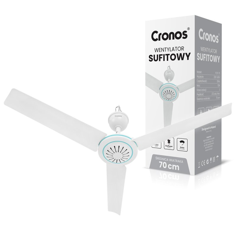Вентилятор стельовий з таймером із пультом дистанційного керування 70 см Білий - фото 3