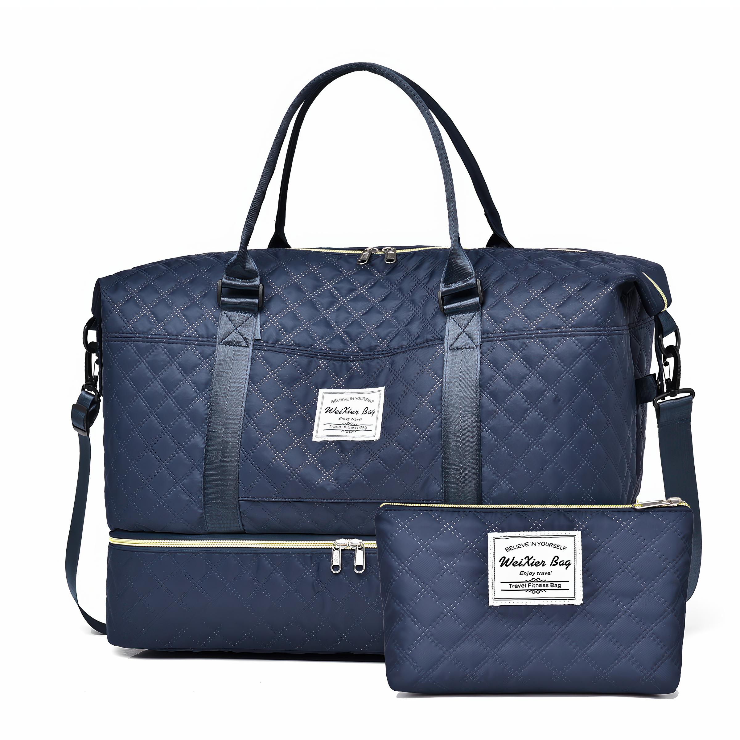 Дорожня сумка водонепроникна з відділенням для взуття та косметичкою 50х24х36 см Темно-синій (28341053)