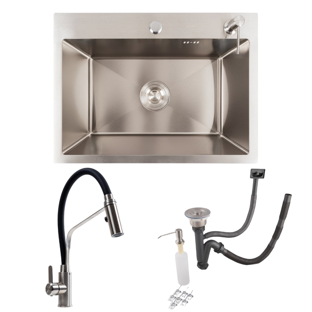 Кухонний комплект Valeso Handmade мийка 58x43 см змішувач KN36 (000050612) - фото 1