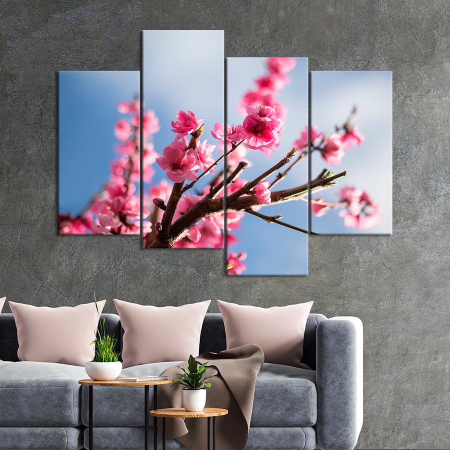 Картина цветы и растения Цветение розовой сакуры 89x56 см (A1053-4)
