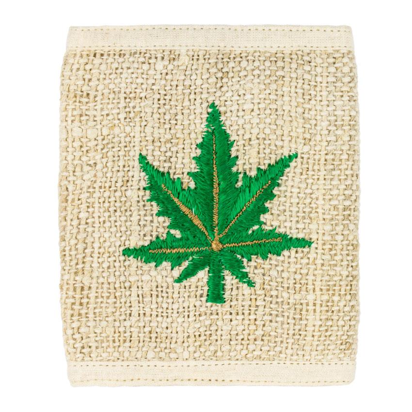 Кошелек конопляный Вышивка Лист конопли 12,5х10,5х2 см Белый (27651)