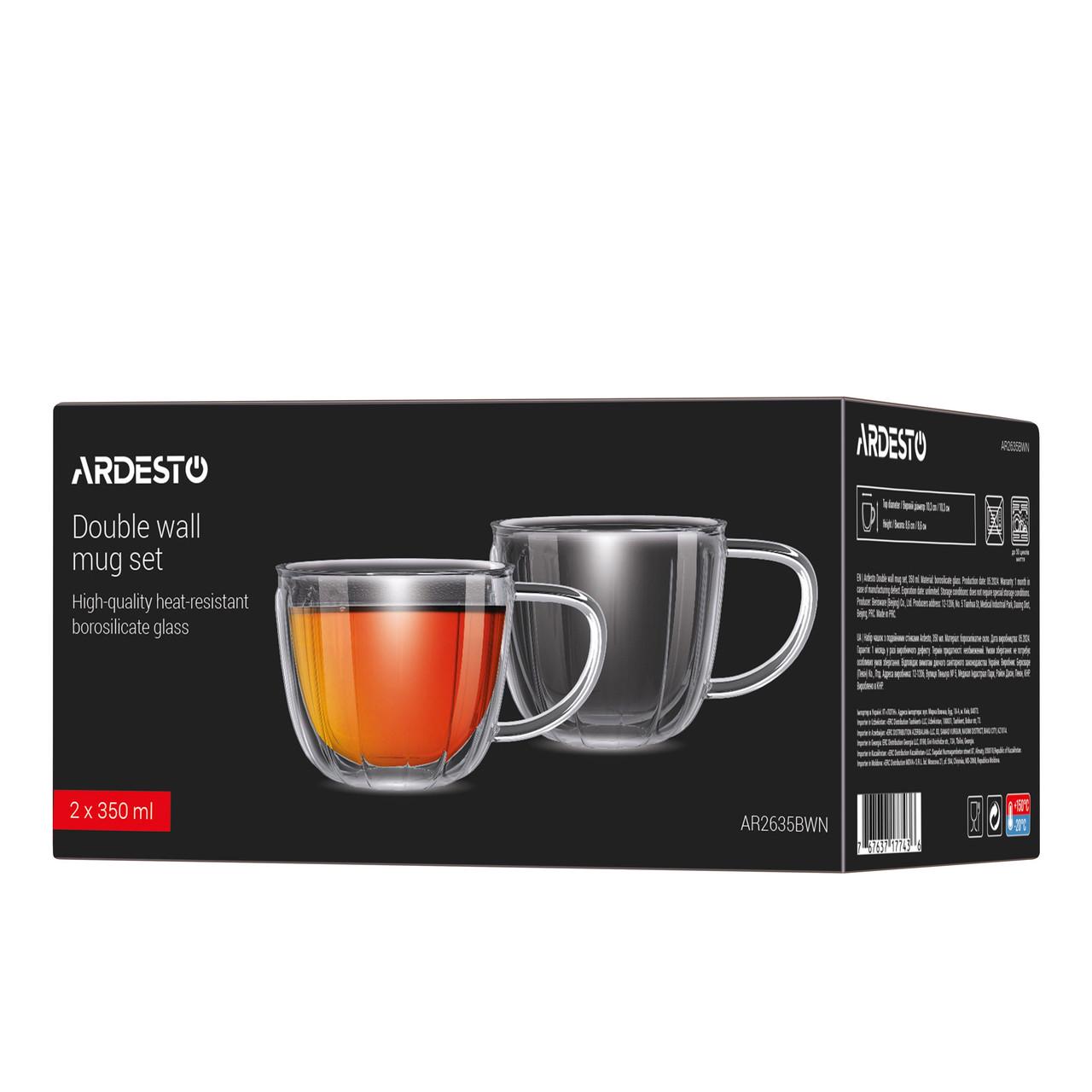 Набор чашек с двойным дном Ardesto стекло 350 мл 2 шт. (iz16149) - фото 5 Набор чашек с двойным дном Ardesto стекло 350 мл 2 шт. (iz16149) - фото 5